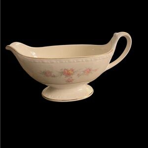 Homer Laughlin Cream Gravy Boat with Floral Accents